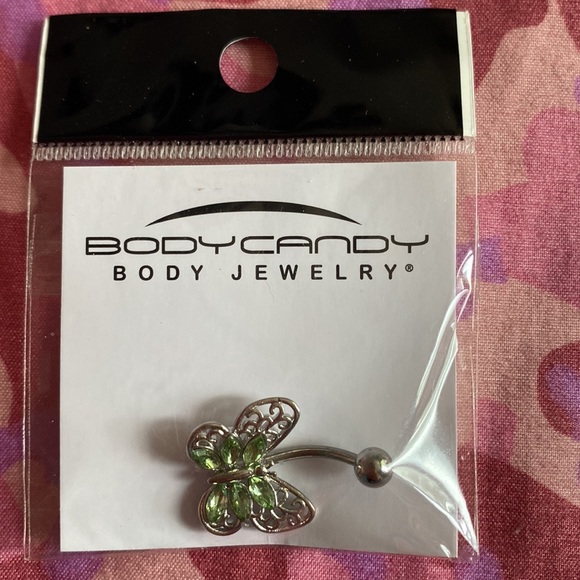 14g Green Butterfly Belly Ring - Picture 2 of 2